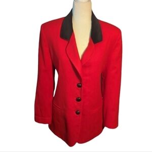 Bloomingdales classic Red wool riding coat equestrian style long blazer sz 8